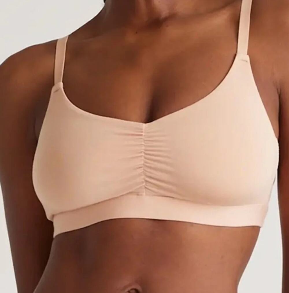 quince micromodal ruched bralette biege nude, women size small